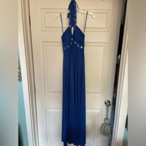 Hailey Logan Royal Blue Beaded Prom Dress